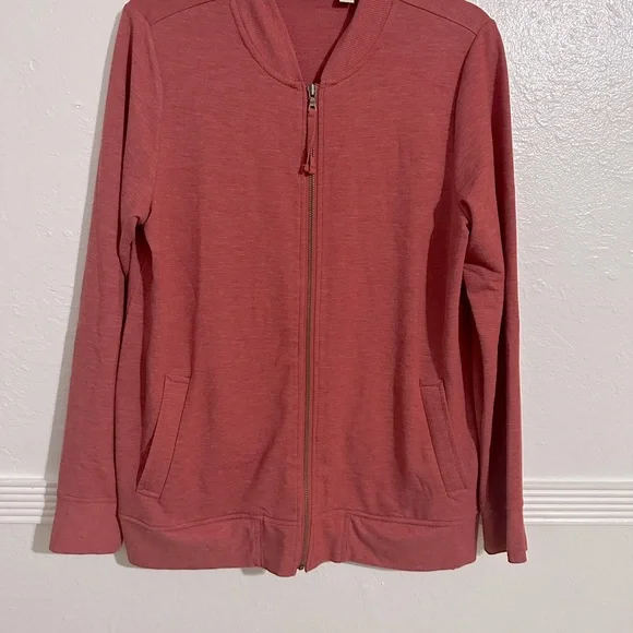 LOGO Lounge by Lori Goldstein‎ Zip Front Hi-Low Jacket Light Copper Size Medium - Picture 9 of 9
